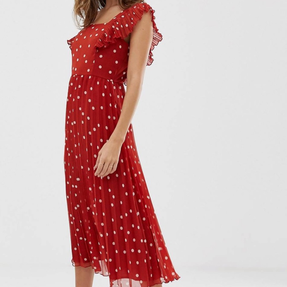 ASOS brand rust midi polka dot dress